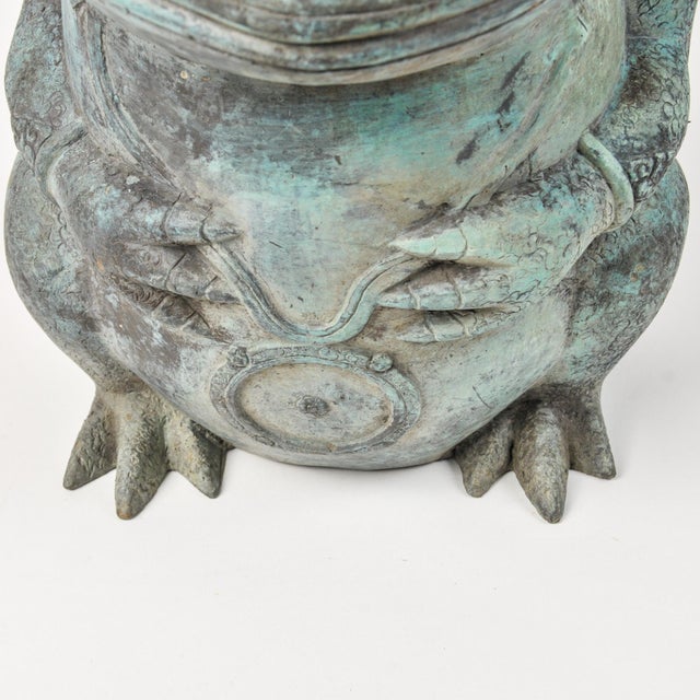 Mid 20th Century Vintage Prince Frog Outdoor Planter Statue Copper Alloy With Patina For Sale - Image 5 of 18