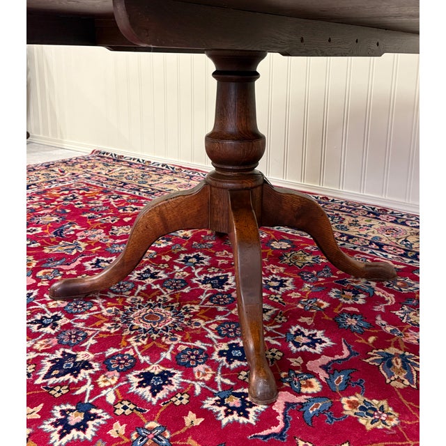 Antique English Country Oval Dining Table Farmhouse Pedestal Oak 1920s-30s For Sale - Image 10 of 18