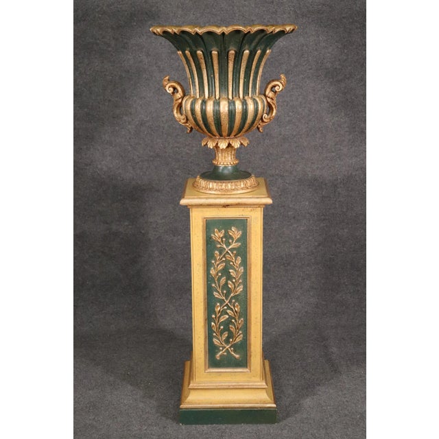 Venetian Style Gilded and Paint Decorated Planter with Stand For Sale - Image 10 of 13