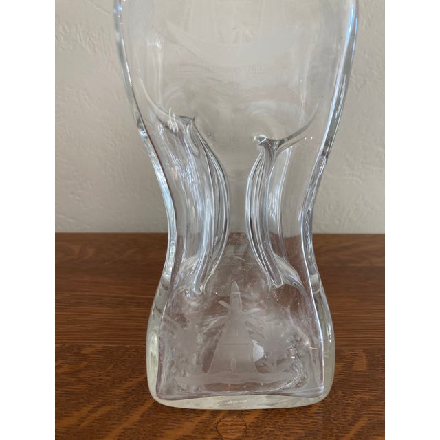 Early 20th Century Antique Kuttrolf Hand Blown & Engraved Scandinavian Decanter Windmills & Boats For Sale - Image 5 of 12