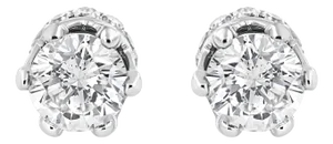 14K White Gold 2.0 Cttw Round Cut Prong-Set Diamond Crown Stud Earring
