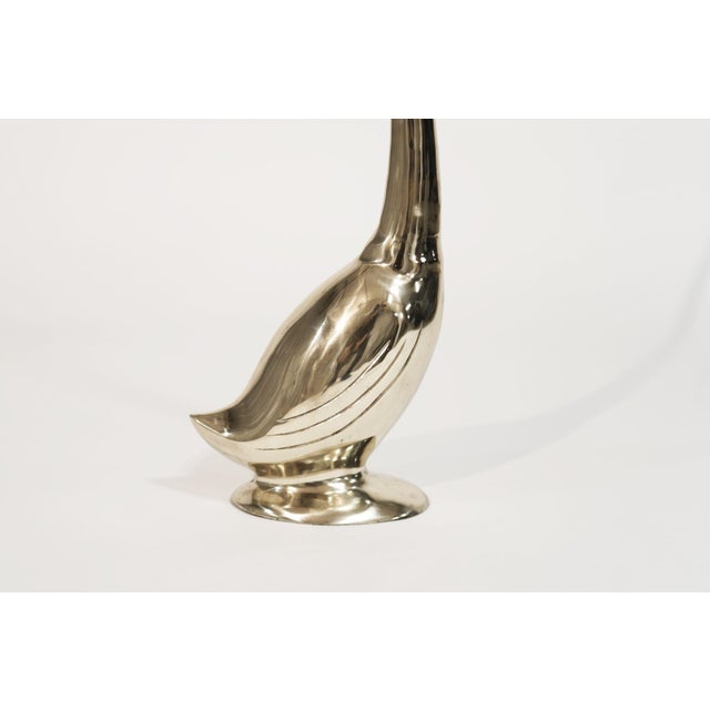 Metal Set of Large-Scale Vintage Brass Swan Sculptures, C. 1950s For Sale - Image 7 of 10