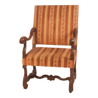 Italian Baroque Walnut Armchair, Circa 18th Century For Sale