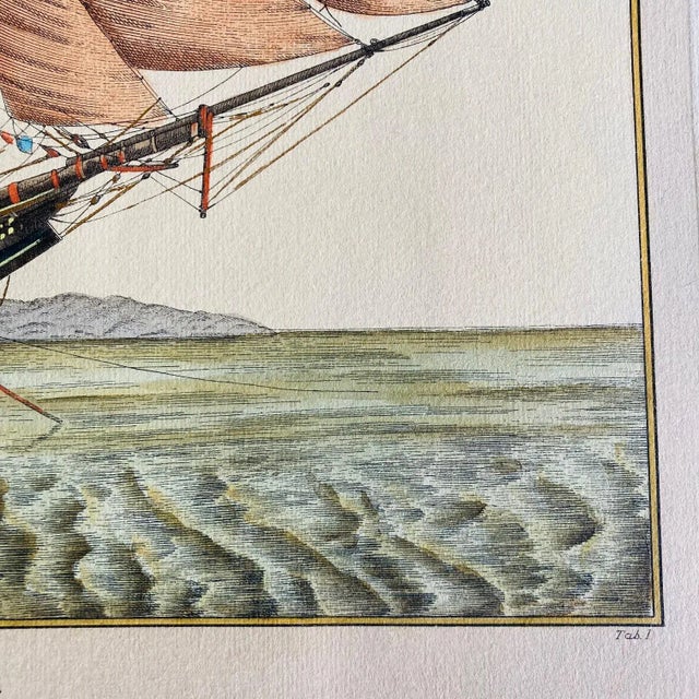 Sculpture Materials 19th Century Hand Colored Ship Engraving by V Cioni For Sale - Image 7 of 11