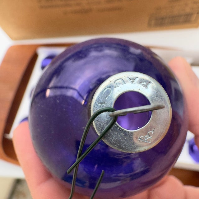 Mid-Century Modern Vintage Rauch Purple Glass Christmas Ornaments- Set of 15 For Sale - Image 3 of 5