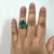 Gorgeous 11.11 ct. green emerald round with good quality white diamond rounds. Handmade in 18k white gold. Ring size 6.