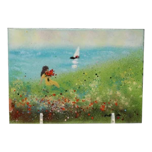 Mid-Century Enamel on Copper Landscape Painting/Plaque by Fleming