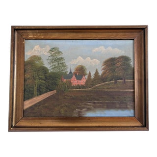Vintage Original Landscape Oil Painting, Signed Countryside Art, C. 1930 For Sale