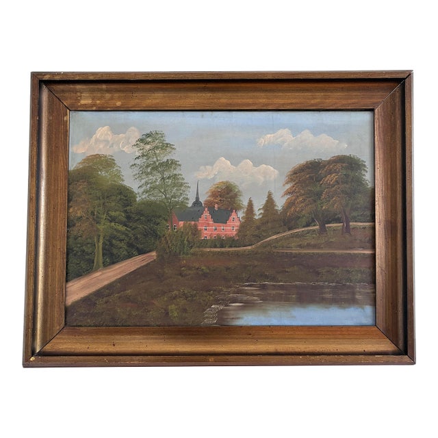 Vintage Original Landscape Oil Painting, Signed Countryside Art, C. 1930 For Sale