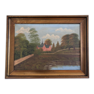Vintage Original Landscape Oil Painting, Signed Countryside Art, C. 1930