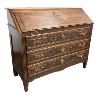 19th Century French Oak Drop Front Desk For Sale