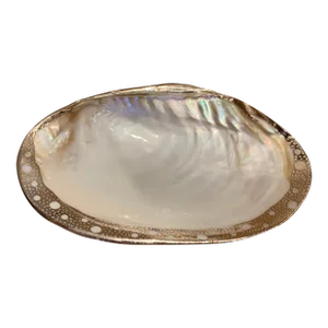 Mid 20th Century Shell Serving Dish With Silver Leaf