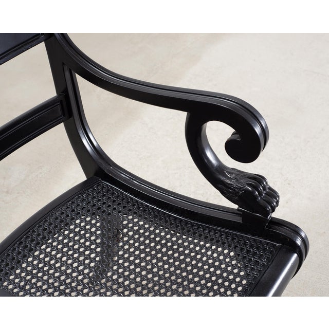 Set of Four Ralph Lauren Style Regency Caned Dining Armchairs For Sale - Image 11 of 18