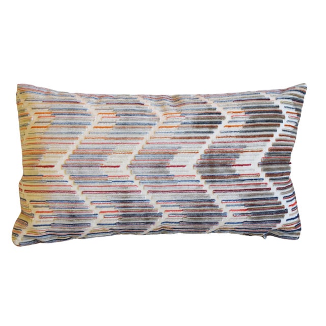 Custom-tailored designer pillow in Kravet Couture cut velvet fabric called "Highs & Lows" depicting a wonderful cut velvet...