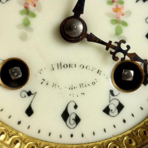 Glass Antique Table Clock with Figurine attributed to A. Moreau, 19th-20th Century For Sale - Image 7 of 15
