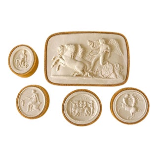 Antique Italian Grand Tour Plaster Intaglios - Set of 5 (Group #9) For Sale