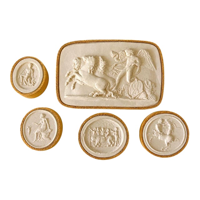 Antique Italian Grand Tour Plaster Intaglios - Set of 5 (Group #9) For Sale