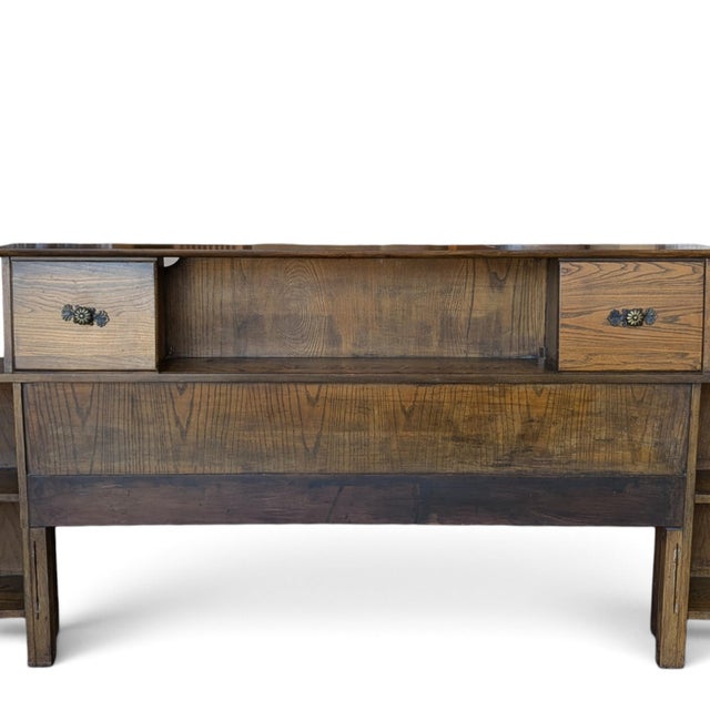 Vintage l.a. Period Furniture Headboard With Integrated Nightstands For Sale - Image 4 of 18