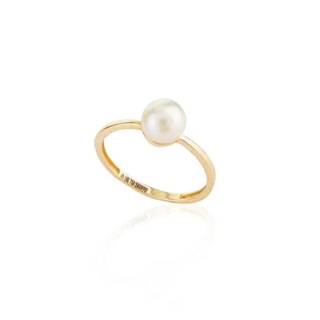 18k Pearl Single Stone Ring Size 7 For Sale - Image 10 of 11