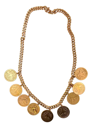 American Usa Vintage Dollar Coin Rose Gold Vermeil Sterling Silver Curb Link Cha