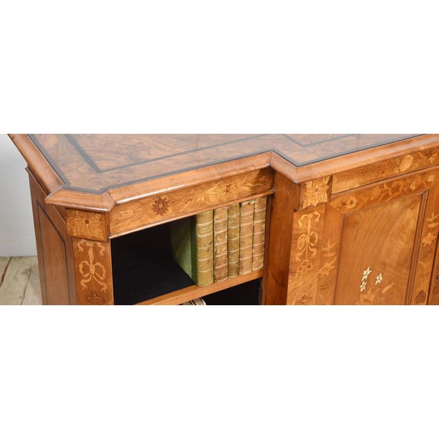 Walnut Inlaid Breakfront Bookcase For Sale - Image 9 of 18