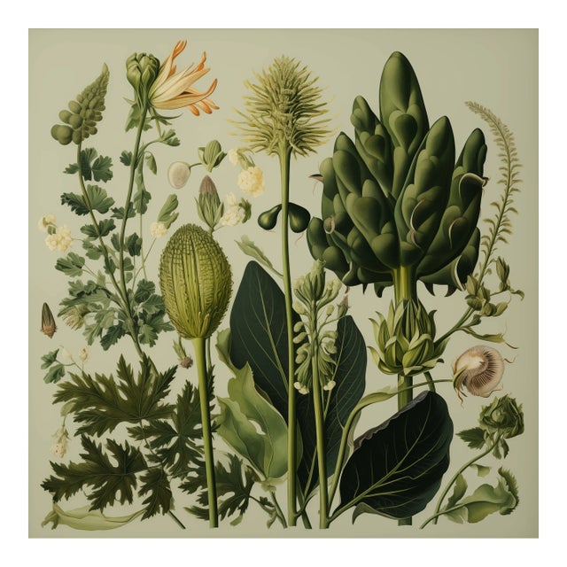 # 20' X 20' Original Watercolor Botanical Fine Art Print - Dark Green, Evergreen, Unframed For Sale