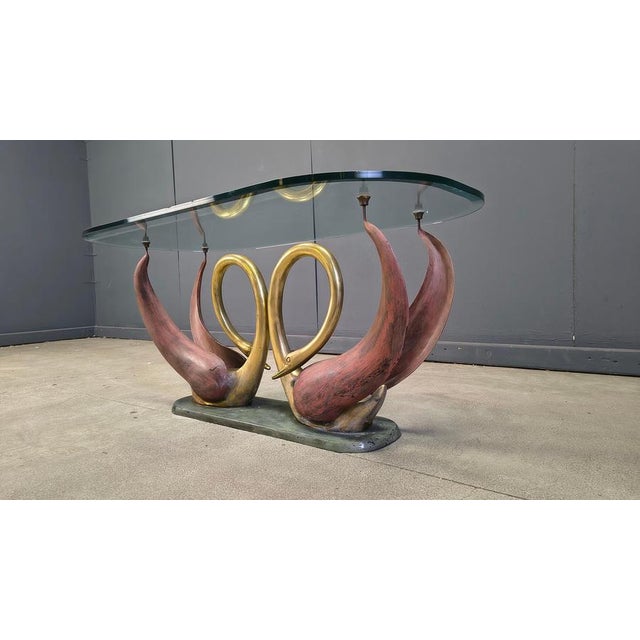 Vintage Brass Swan Coffee Table, 1970s For Sale - Image 4 of 11