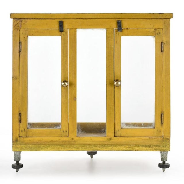 Small Wooden Display Case with Yellow Patina For Sale - Image 6 of 6