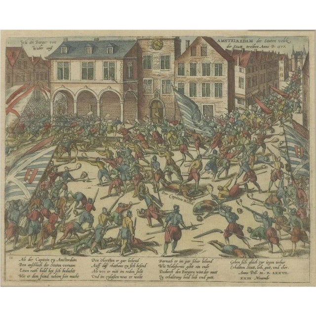 Illustration of Troops of William of Orange Battling with Amsterdam Citizens, 1580 For Sale - Image 5 of 5