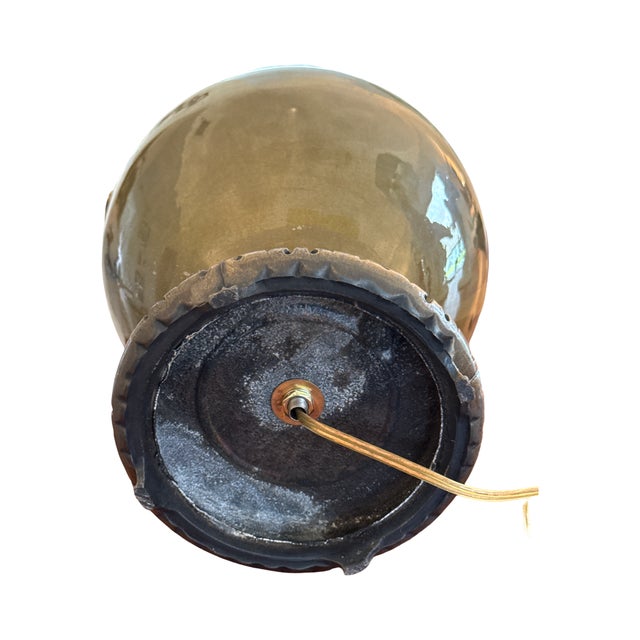 Vintage Neoclassical Stoneware Urn Lamp With Cast Metal Base and Handles For Sale - Image 9 of 9