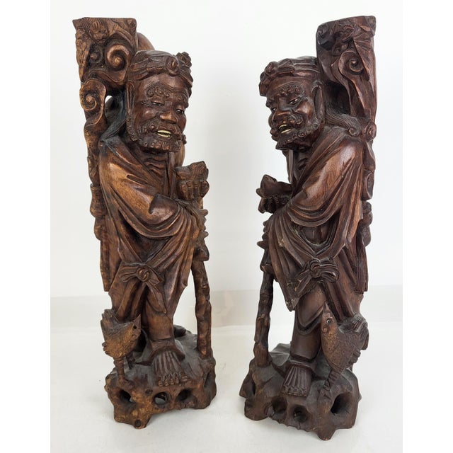 Fresh from a New York City estate, we have a great pleasure to offer you this superb Pair of Chinese Carved Wood Figures...
