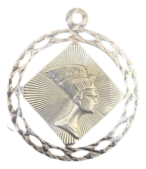 1950s 925 Sterling Silver Nefertiti Pendant Made in Italy