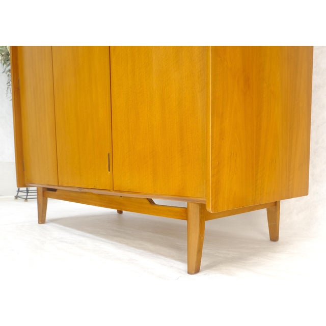 Fine Danish Mid Century Modern 3 Bay Armoire Wardrobe Cabinet Dresser MINT For Sale - Image 11 of 13