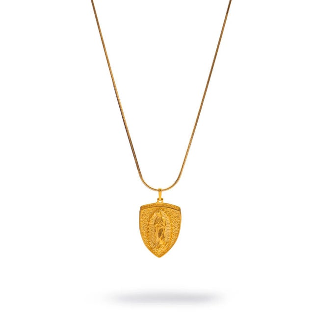 Sacred Virgin Mary Gold Medallion Necklace For Sale - Image 10 of 10