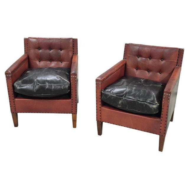 Club Chairs in Leather attributed to Otto Schultz, Sweden, 1940s, Set of 2 For Sale - Image 15 of 15