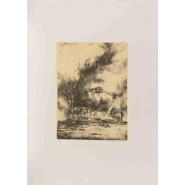 Etching on paper. Hand signed and numbered. Edition of 100. Very good condition. This piece is attributed to the mentioned...