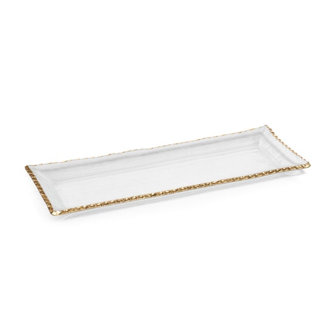 Contemporary Cassiel Rectangular Trays with Jagged Gold Rim, Set of 2, Large For Sale - Image 3 of 3