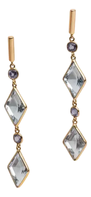Aquamarine and 18k Gold Dangle Chandelier Earrings