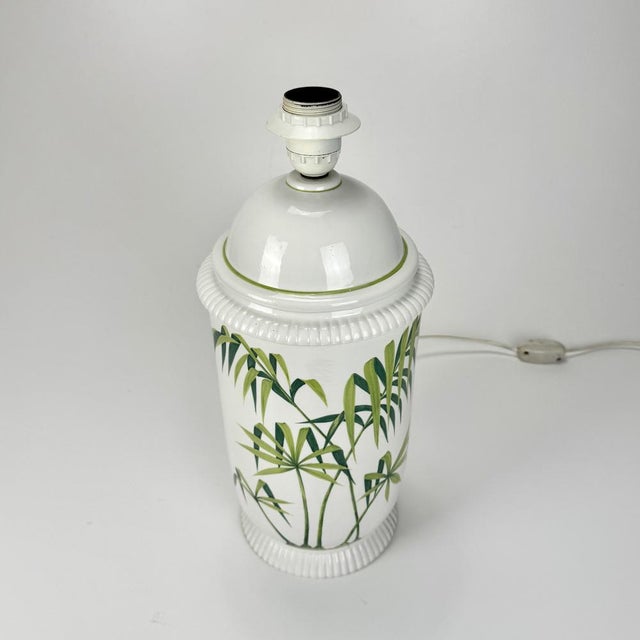 Ceramic Mid-Century Modern Italian Ceramic Hand Painted Palm Trees Table Lamp, 1960s For Sale - Image 7 of 9