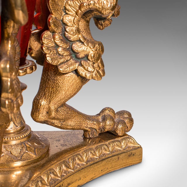 Antique Epergne, French, Gilt Bronze, Cranberry Art Glass, Flower Vase, c.1920 For Sale - Image 12 of 12