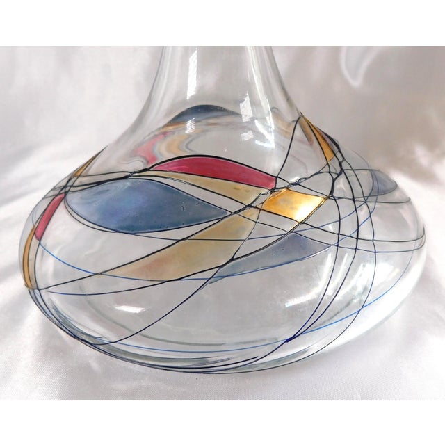 Contemporary 1980s Ships Decanter With Stained Glass Like Design For Sale - Image 3 of 4