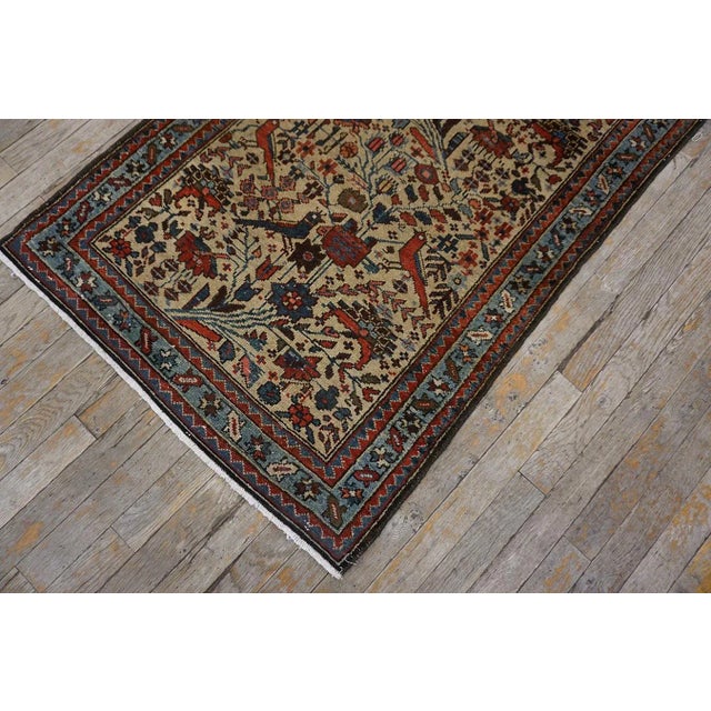 Impressive Beige Background Geometric Floral Pattern Malayer Design Persian Rug For Sale - Image 4 of 12
