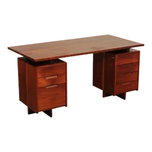 1960s George Nakashima Studio Walnut Double Pedestal Desk