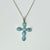 1970s Vintage Southwestern Boho Chic Religious Blue Larimar & Sterling Cross Pendant Necklace - 23” For Sale - Image 12 of 15