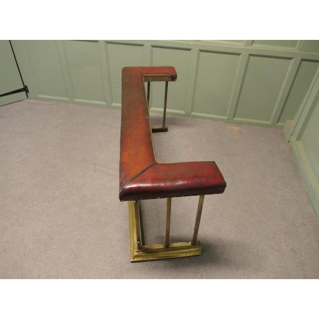 Metal Brass and Red Leather Club Fender For Sale - Image 7 of 8