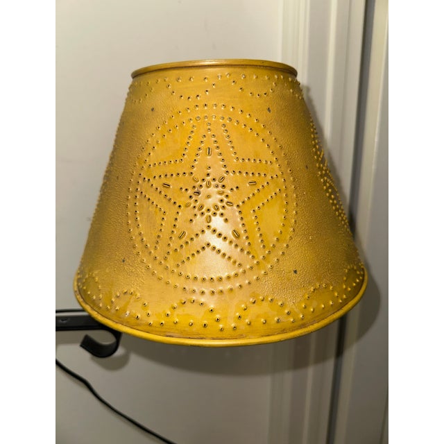 Mid 20th Century Mid 20th Century Colonial Style Iron Floor Lamp With Mustard Punch Tin Shade For Sale - Image 5 of 10