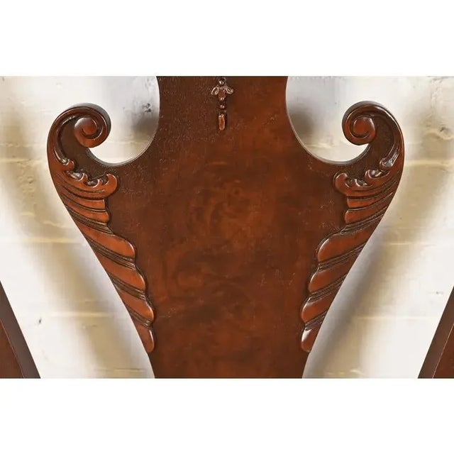 Wood Baker Furniture Stately Homes Georgian Carved Burled Walnut Dining Chairs, Newly Refinished For Sale - Image 7 of 12