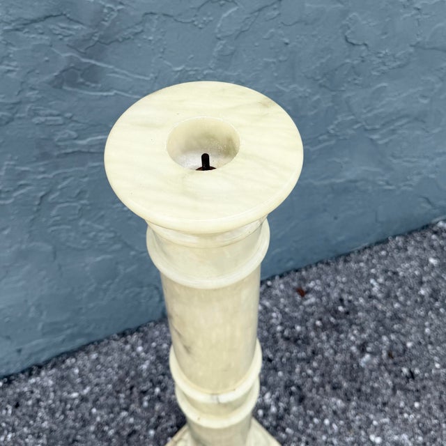 Vintage Italian Hand Carved Alabaster Pedestal For Sale - Image 9 of 10