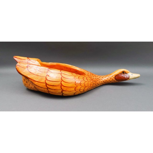 Mid-Century Modern Mid 20th Century Sergio Bustamente Signed Large Paper Mache Duck Bowl Planter For Sale - Image 3 of 9