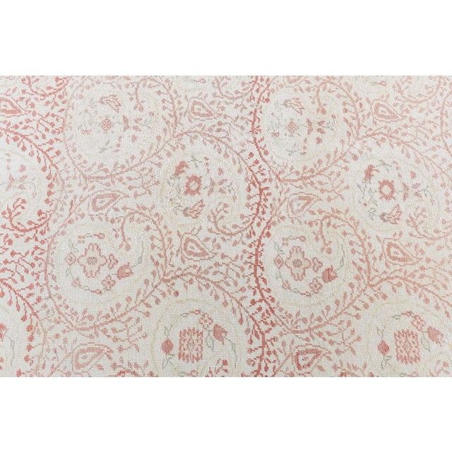 Textile "Peachani" Traditional Modern Oushak Floral Cream Carpet by Doris Leslie Blau For Sale - Image 7 of 8